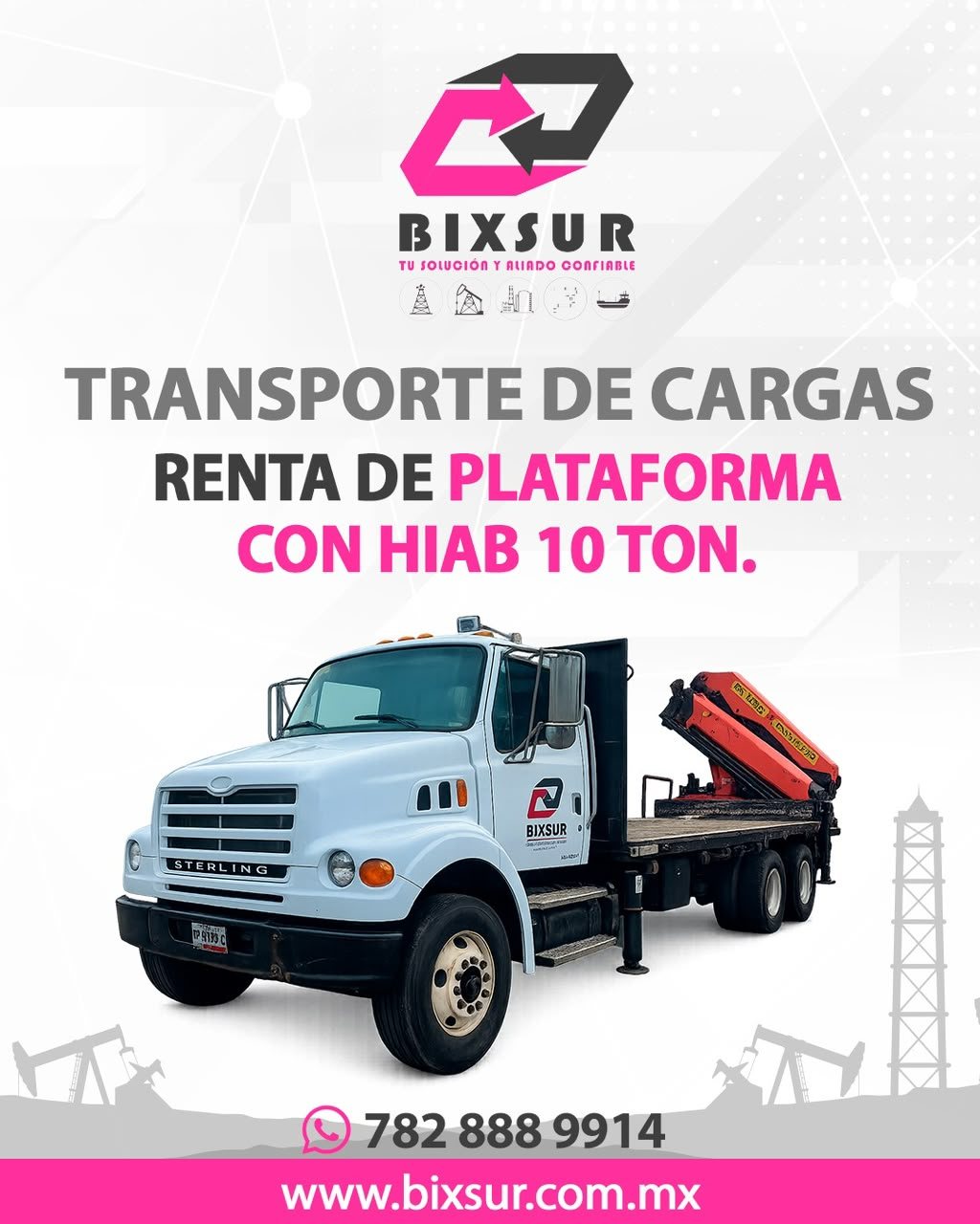 Transporte de cargas — Renta de plataforma con Hiab 10 ton