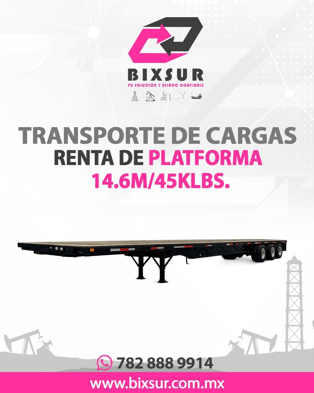 Transporte de cargas — Renta de plataforma 14.6 m / 45k lbs